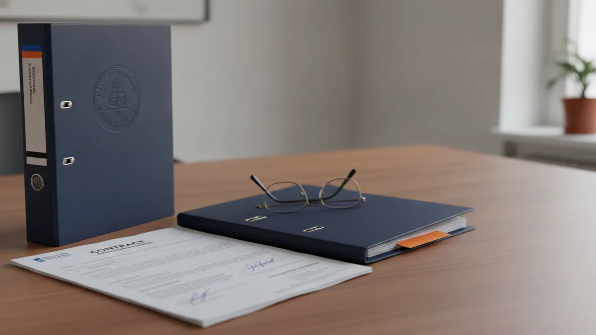 Classeur réglementaire et contrat de dératisation signé sur un bureau